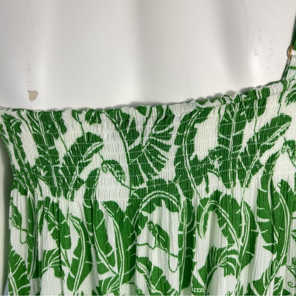 WeWoreWhat Smocked Midi Dress Size Small Vacation Resort Green Tropical Floral - Picture 8 of 13